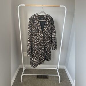 River Island Cheetah Print Pea Coat - Size XL